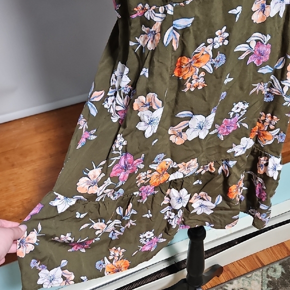 A.N.A EUC Olive Floral Dress • Size XL - Picture 2 of 9